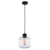 Oriel Lighting Indoor Pendants Miller.200 Pendant Light 1Lt in Black/Clear Glass Lights-For-You OL63705/20CL 9324879222006